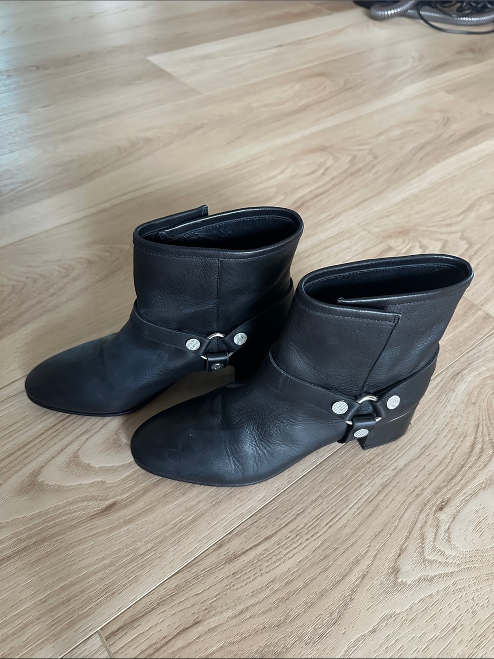 Zadig & Voltaire Black Leather Harness Ankle Boots